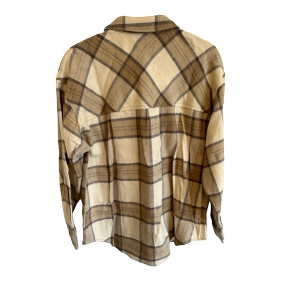 Zara Girls Cream Tan And Gray Flannel Shirt NWT - Picture 2 of 7